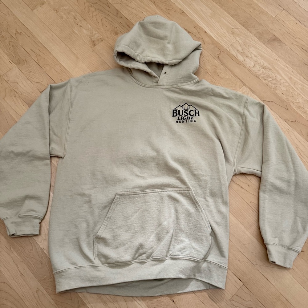Busch Light Hunting Beige Hoodie for Men Large